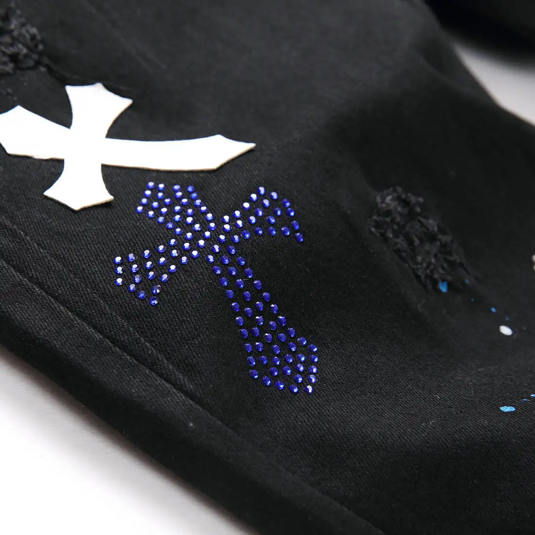 Dyelle "Obsidian" Distressed Patch Denim - Image 4