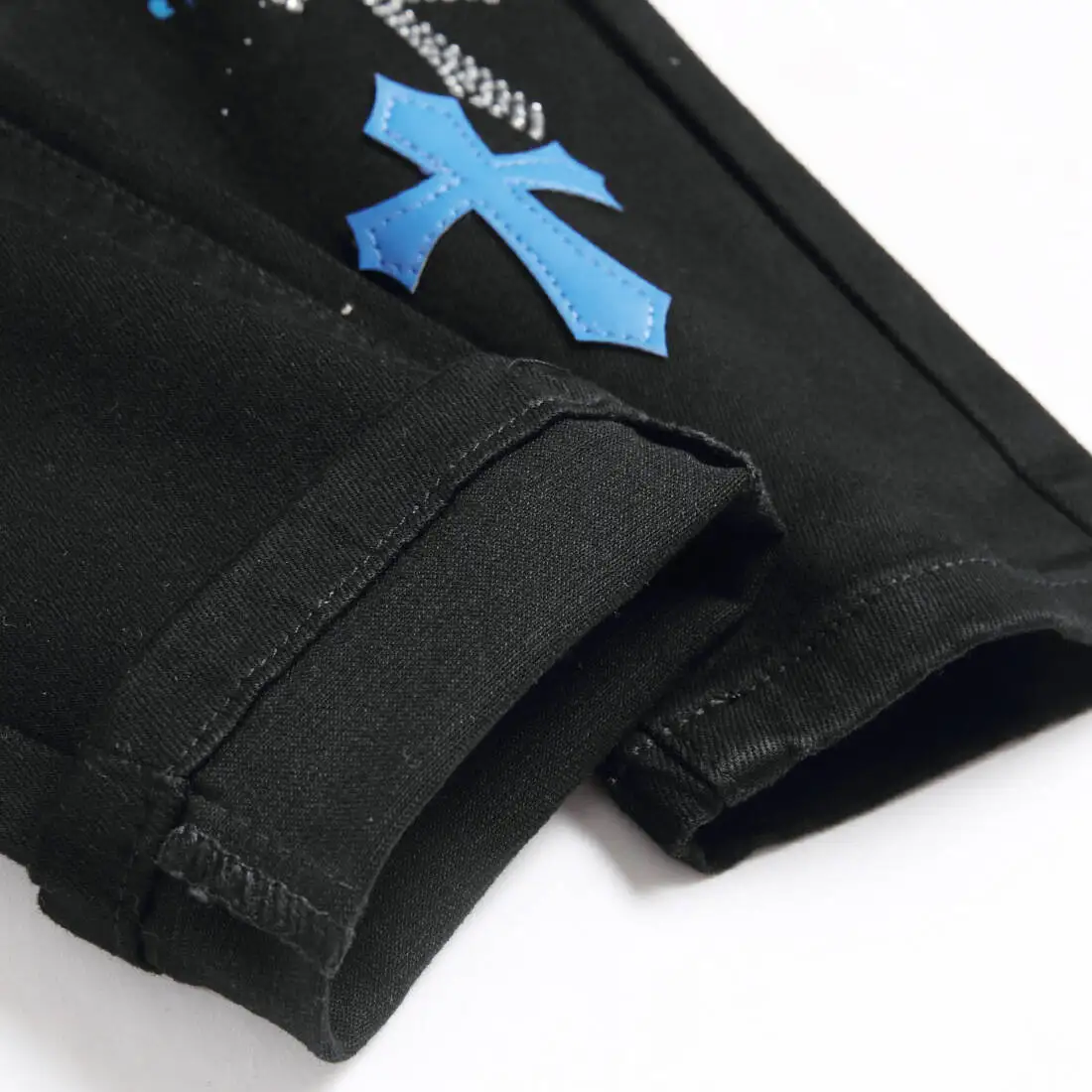 Dyelle "Obsidian" Distressed Patch Denim - Image 5