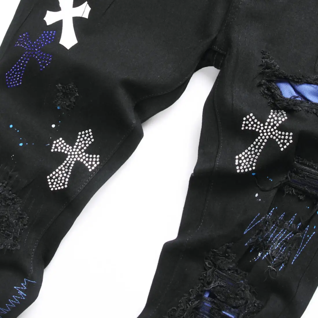 Dyelle "Obsidian" Distressed Patch Denim - Image 3